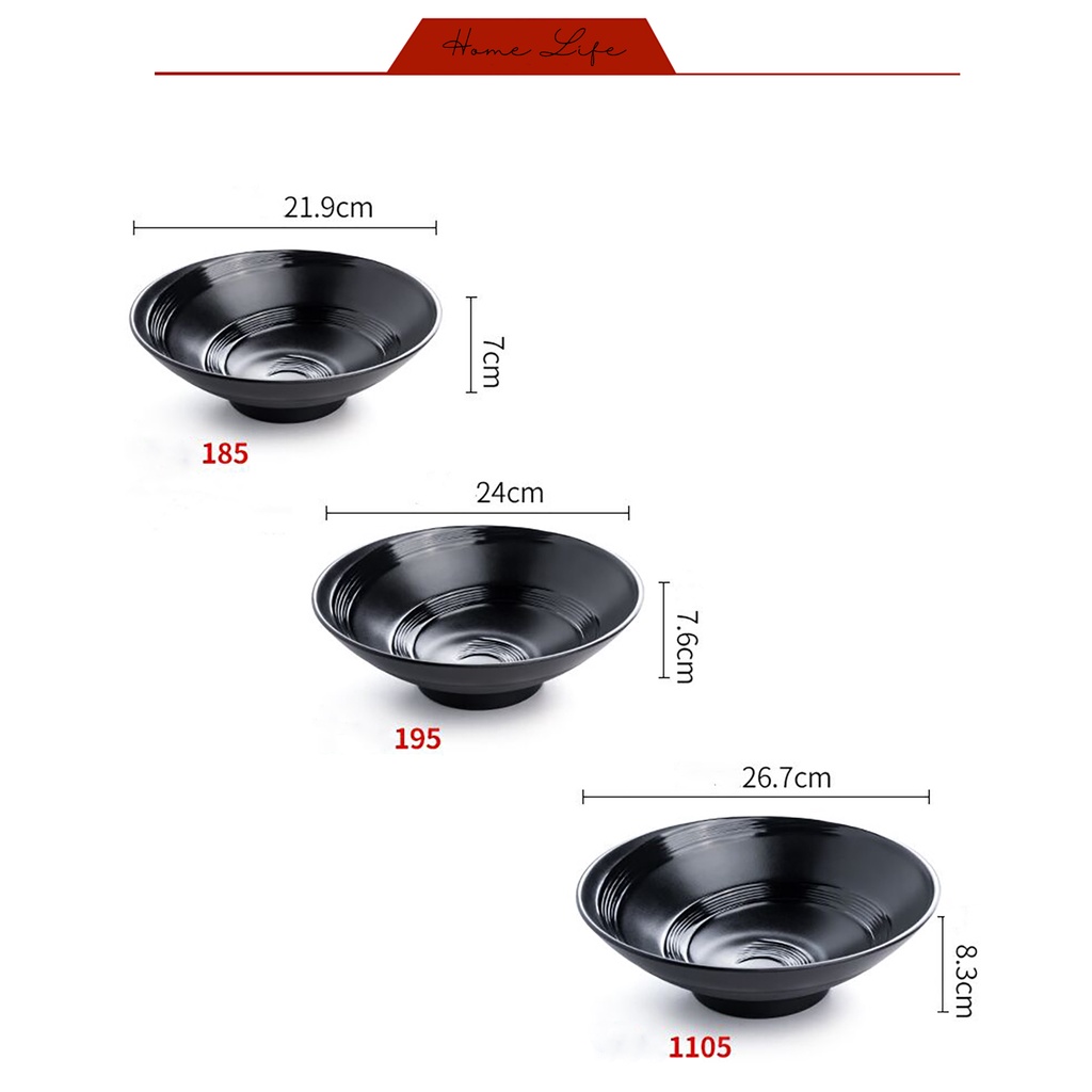 Tô loe đen | Bát Melamine đen nhám hàng nhập khẩu | Tô loe chuyên dụng cho nhà hàng cao cấp Melamine A5