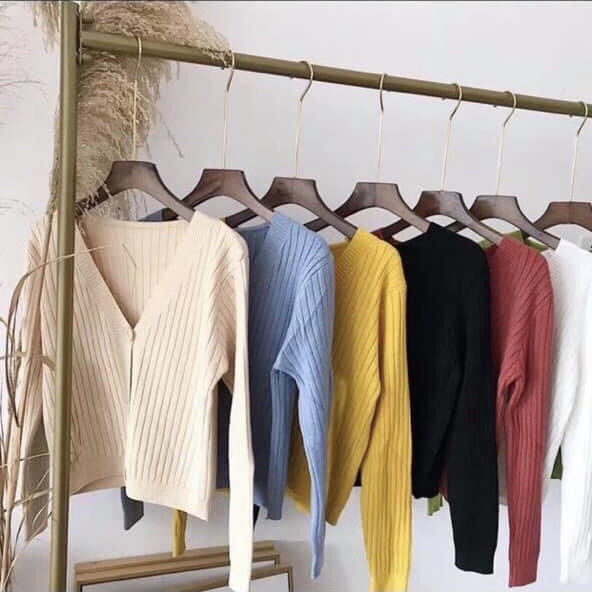 Áo cardigan len cổ tim tay dài