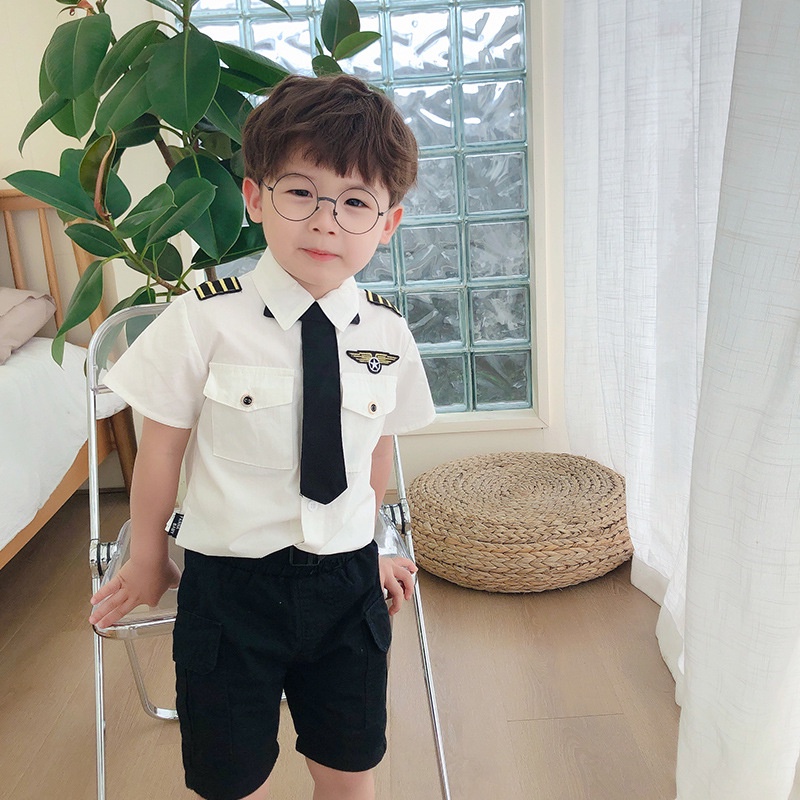 Set sơ mi Hàn Quốc cho bé bộ công tử cho bé trai 8-19kg Tunkid chất mềm mịn thoáng mát đáng yêu