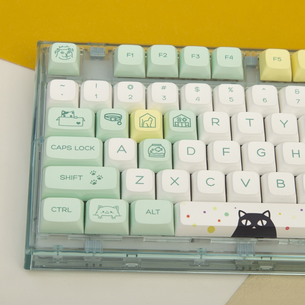Weird cat keycaps XDA profile Dye-Sublimation PBT keycap Nắp Phím PBT Hình Mèo Sáng Tạo 131 Phím