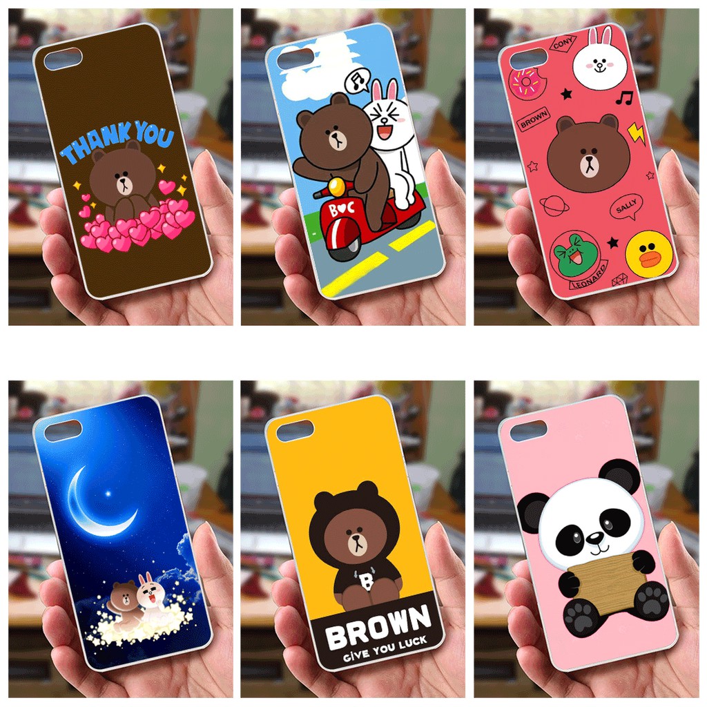 Ốp lưng iPhone 5 / 5S (dẻo viền trắng trong) - Hinh Gấu Brown, Panda Cực Dễ Thương