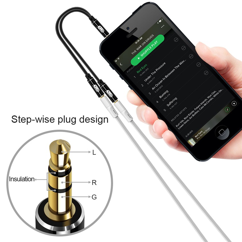 Cáp Chuyển Đổi Âm Thanh Từ Đầu Cắm 3.5mm Sang 2 Lỗ Cắm 3.5mm Cho Iphone Samsung Mp3 Player