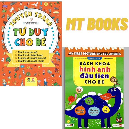 Sách - Combo Truyện Tranh Tư Duy Cho Bé + Bách Khoa Hình Ảnh Đầu Tiên Cho Bé Từ 0-6 Tuổi - Song Ngữ Việt Anh