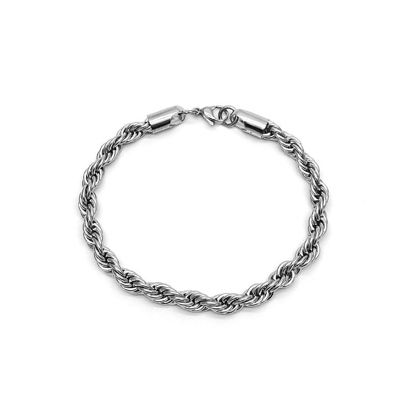 Vòng Đeo Tay Bằng Thép Không Gỉ 5mm Phong Cách hip hop Thời Trang