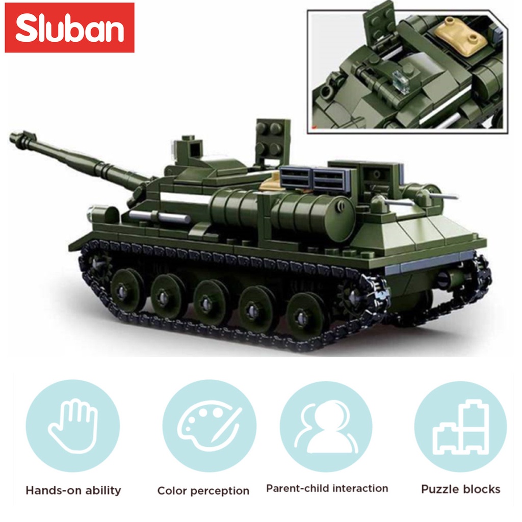 Bộ Đồ Chơi Lắp Ghép  338 Mảnh Ghép Xe Tăng Sluban 0687 WW2 SU85