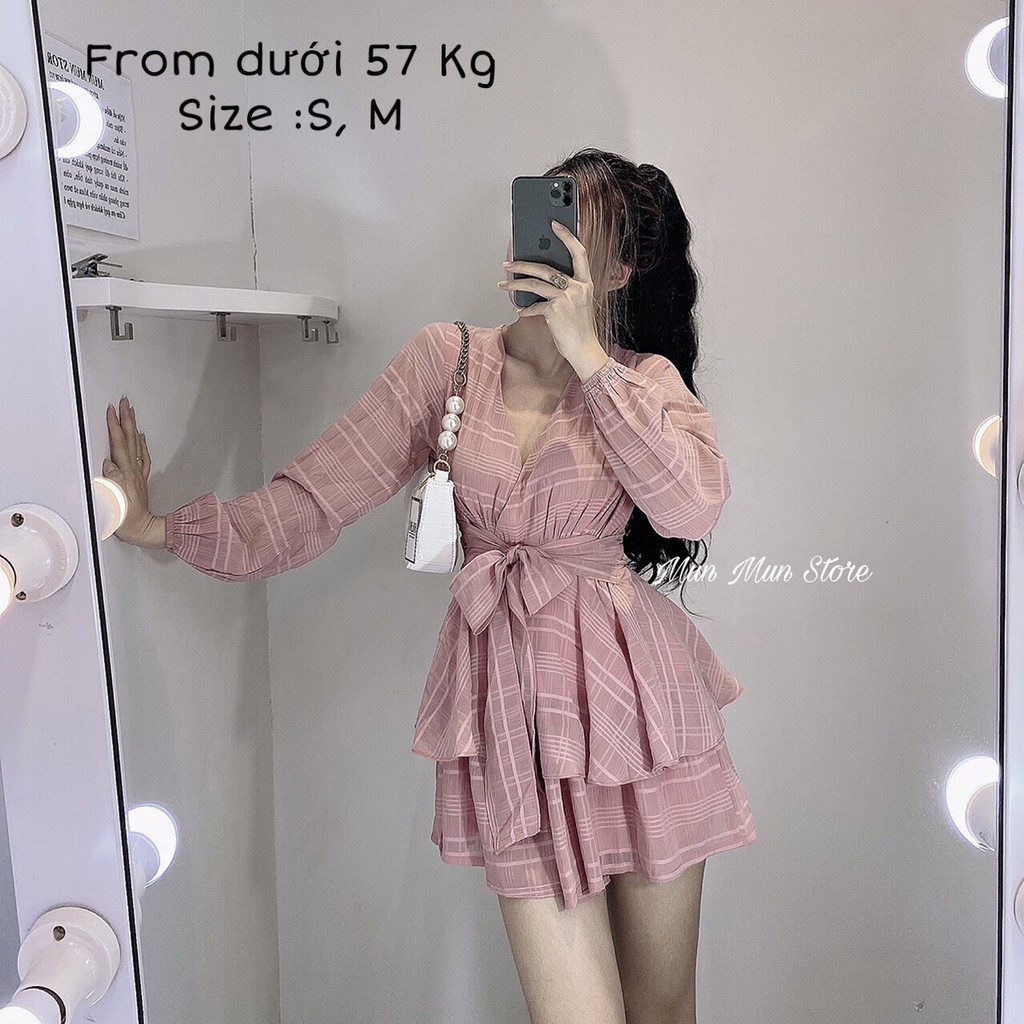 [𝐅𝐫𝐞𝐞 𝐒𝐡𝐢𝐩]JUMPSUIT Nữ MunMunStore Xòe 2 Tầng Tay Dài Có Quần Trong Sang Trọng Đi Chơi  - Đi Tiệc Đẹp(Hình Thật)