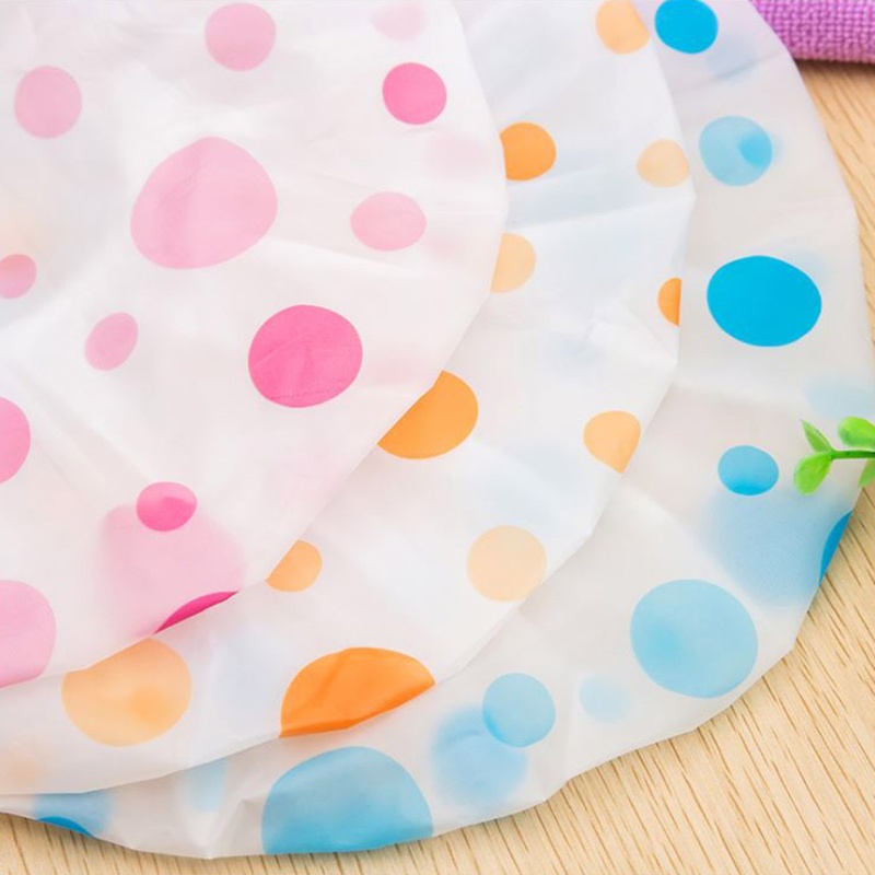 Mũ trùm tóc khi tắm mềm mại chống thấm nước họa tiết chấm bi dễ thương