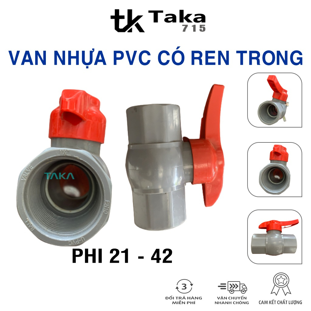 Van nhựa 2 đầu có ren trong phi 21 27 34 42 48 60 vật tư ngành nước