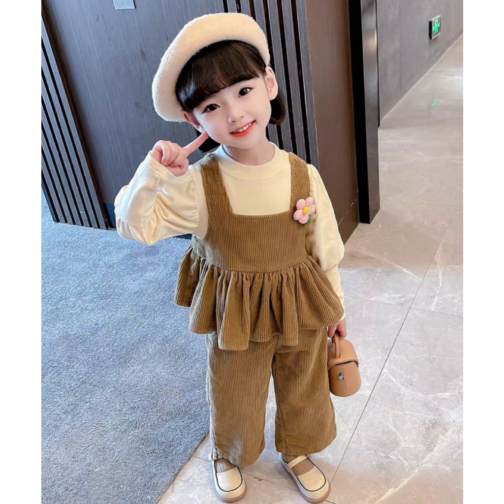 Set bộ bé gái nhung 3 chi tiết cho bé gái 8-22kg