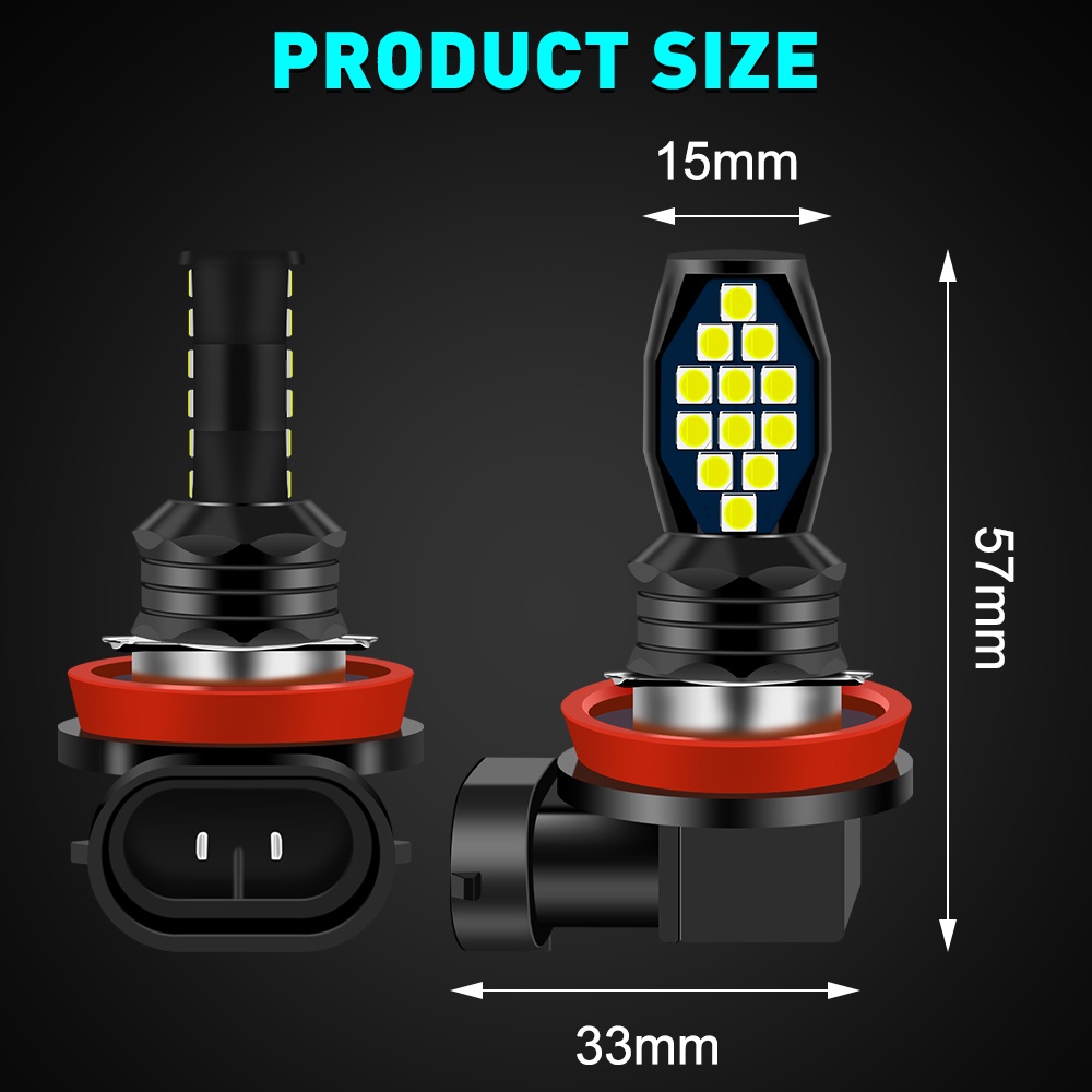 2 mảnh 9006 Đèn LED Sương Mù H11 24LED H3 H4 H7 H8 H16 P13W Cho Xe Hơi Siêu Sáng Dành Cho Ô Tô