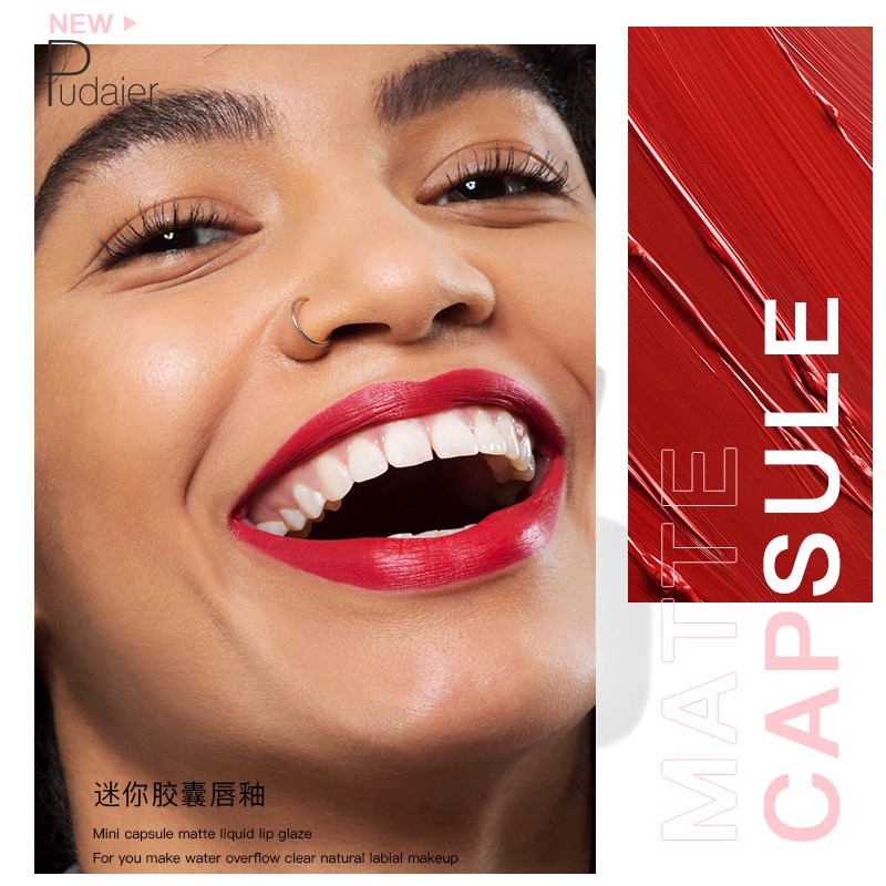 Bộ 2 son môi Pudaier thiết kế dạng viên thuốc nhỏ độc đáo với 18 tông màu tuỳ chọn 20G