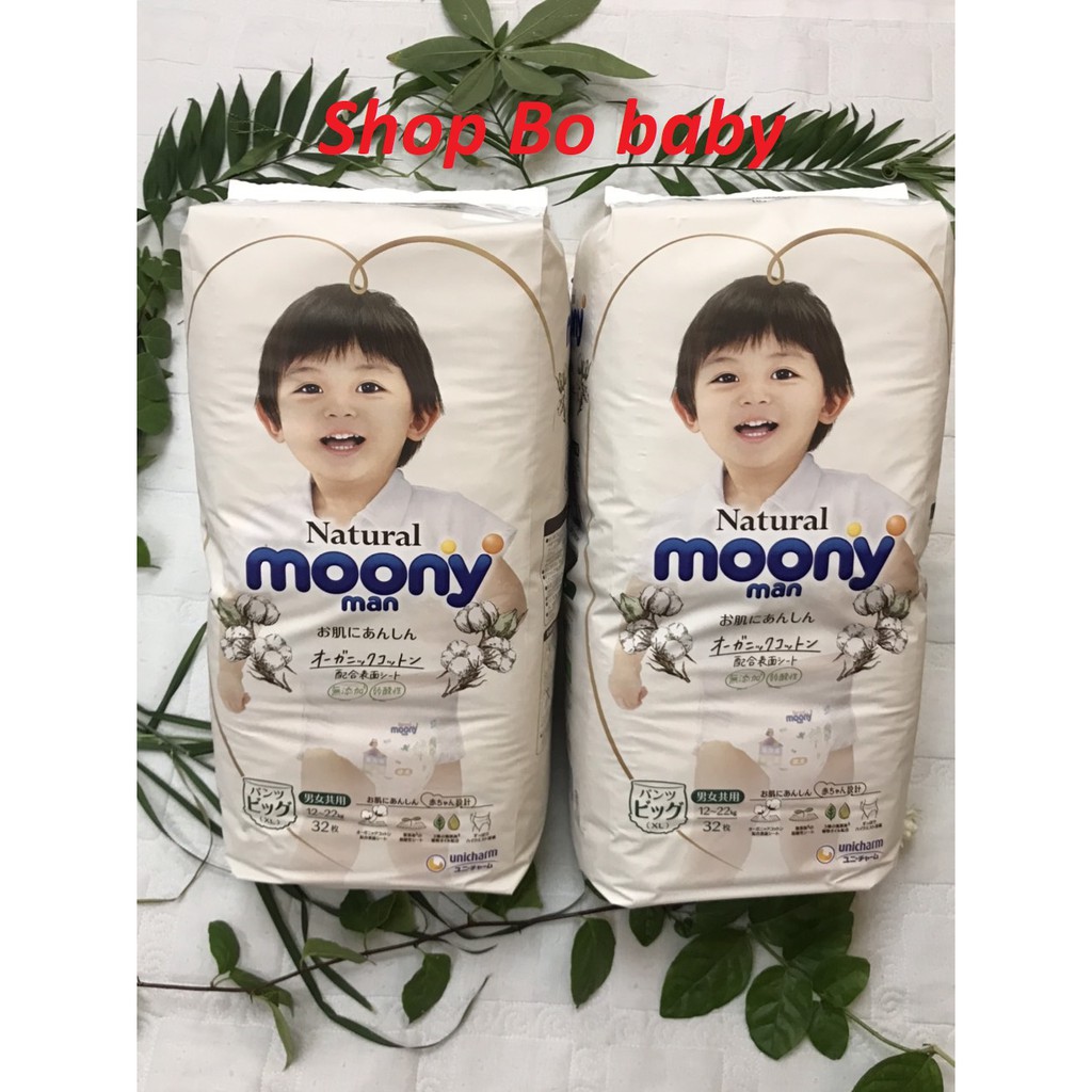 [Free Ship] Tã Bỉm Moony Natural Nội Địa Nhật Dán/Quần Dùng Cả Bé Trai, Bé Gái NB63/S58/M46/L38/L36/XL32