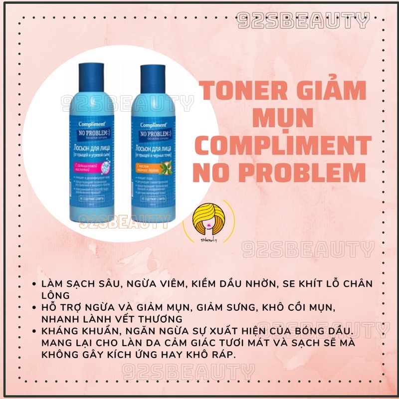 Toner Compliment No Problem làm sạch sâu, kiềm dầu, giảm viêm, giảm mụn