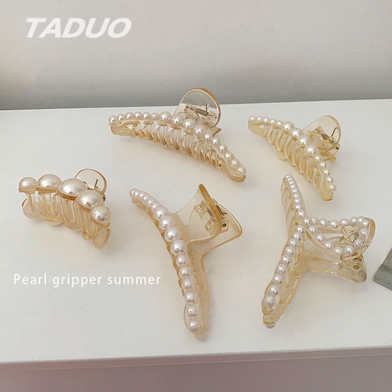 Kẹp tóc đính ngọc trai giả thời trang mùa hè phong cách Hàn Quốc