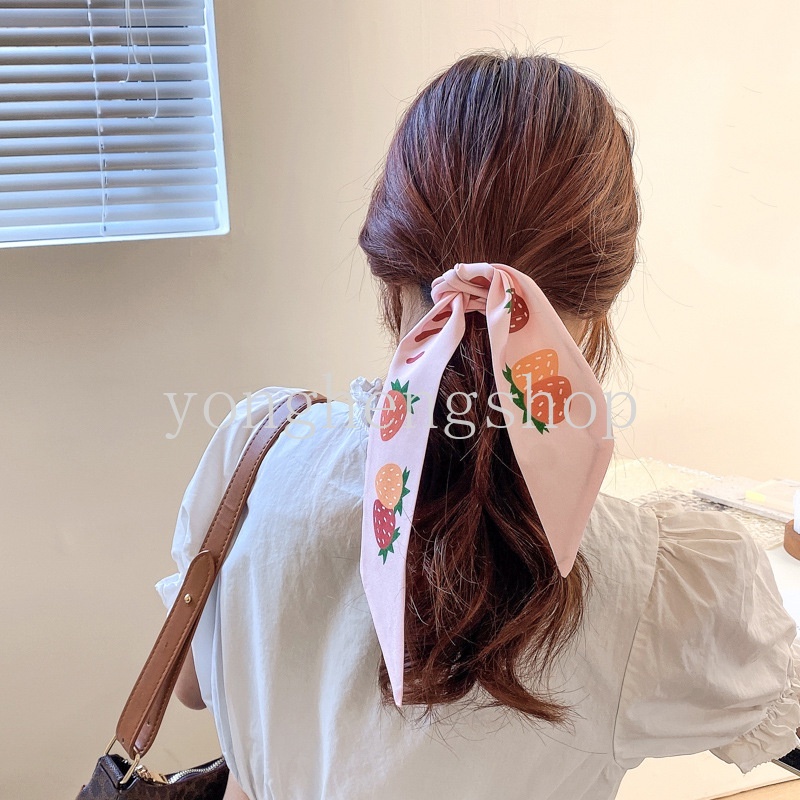 Dây Cột Tóc Ruy Băng Dài Bằng Lụa Satin Phong Cách Vintage Thời Trang Cho Nữ