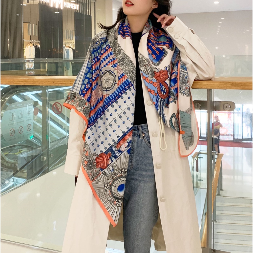 Khăn Quàng Cổ Vuông 130x130cm In Họa Tiết Thời Trang WJ1013-30