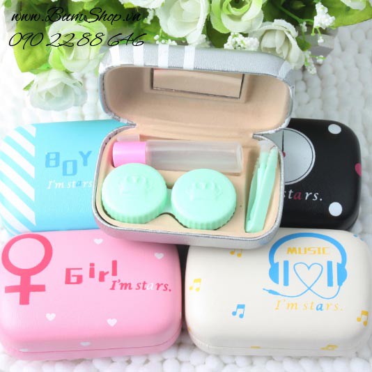 Khay lens hộp da cứng siêu xinh