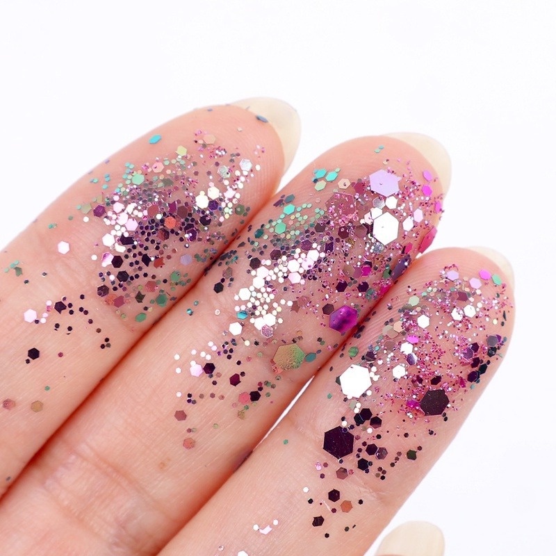 1 Hộp Kim Sa Lục Giác Màu Gradient Lấp Lánh Trang Trí Móng Tay DIY