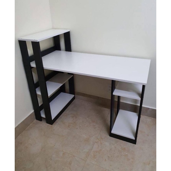 Bàn Làm Việc, Bàn Học Dáng Chữ L Kèm Kệ Sách Tiện Lợi
