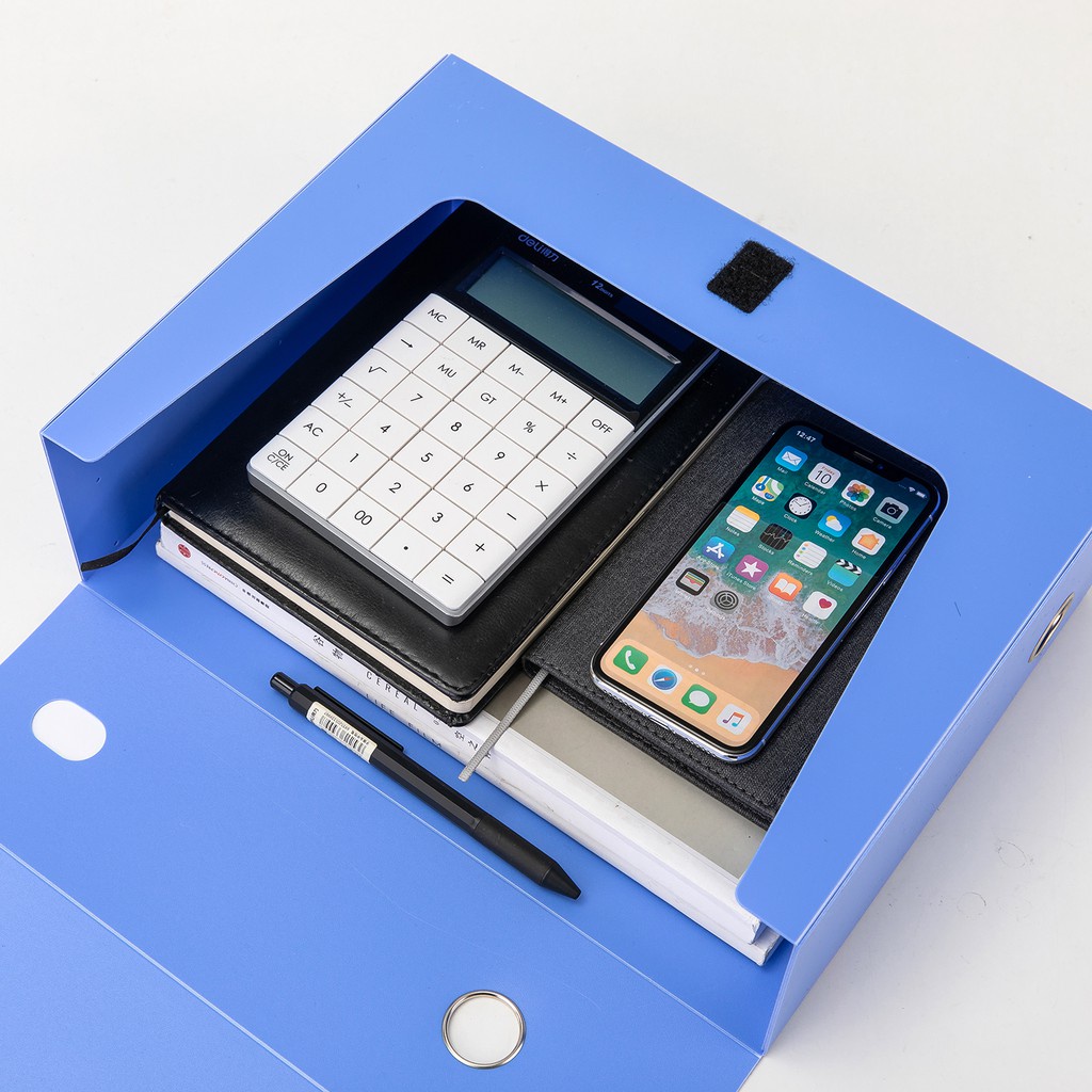 File hộp Deli - 5cm/7cm/10cm/15cm - chất liệu PP tốt - Xanh dương - 1 chiếc - W31115 / W31116 / W38117/W38118