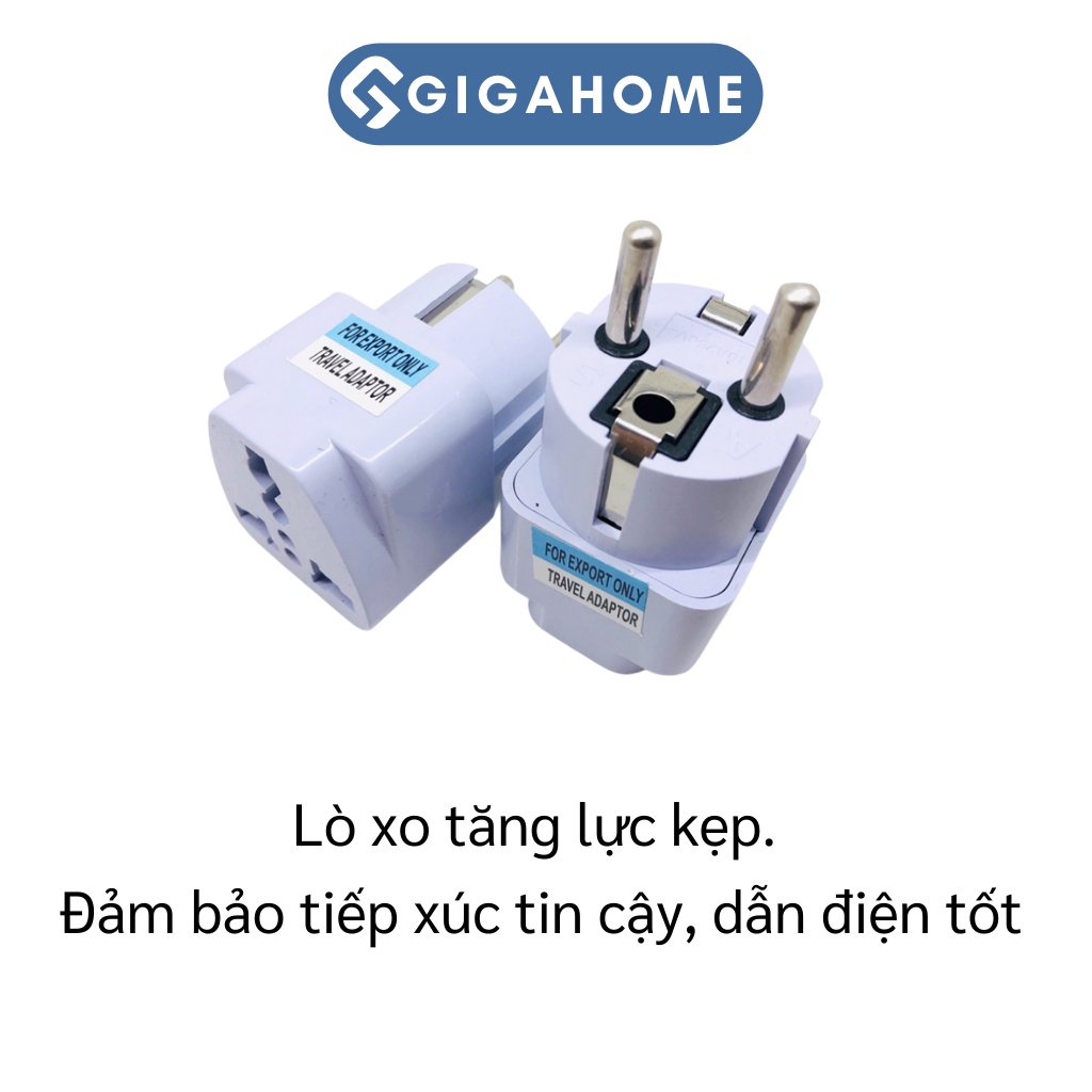 Phích Cắm Điện Chuyển Đổi GIGAHOME Từ 3 Chấu Sang 2 Chấu Phích Tròn, Chịu Tải Lớn 10421