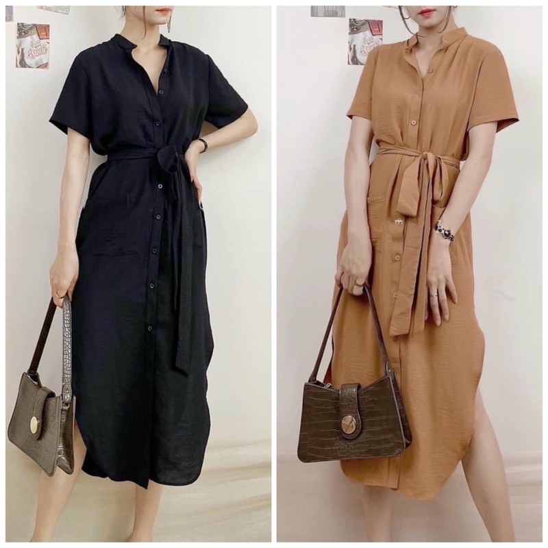 Đầm váy freesize sm cổ trụ tà tròn 2 màu