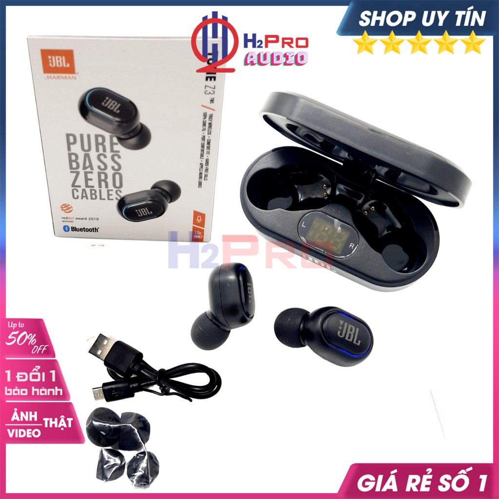 Tai Nghe Bluetooth, Tai Nghe Không Dây Tune Z3 TWS Chống Ồn-Pin Trâu 16h-Có Mic-Nhạc Hay (Tặng 4 Nút Tai)-H2pro Audio