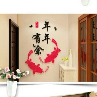 Tranh dán tường  mica 3D Trung hoa (40cm x 60 cm )