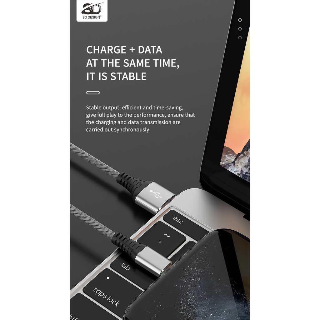 Cáp sạc nhanh SD M12S dòng 5A siêu bền cho iPhone/iPad/Android dây dài 2m - Chính hãng