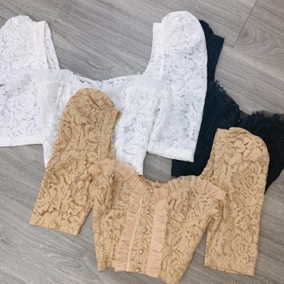Áo ren cúp ngực tay phồng
