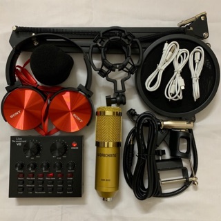 Bộ live stream soundcard v8 và micro BM900