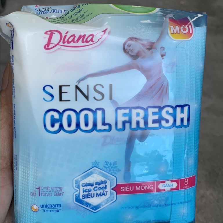 Băng vệ sinh Diana SenSi Cool Fresh siêu mỏng cánh - bvs diana gói 8 miếng - 1 gói