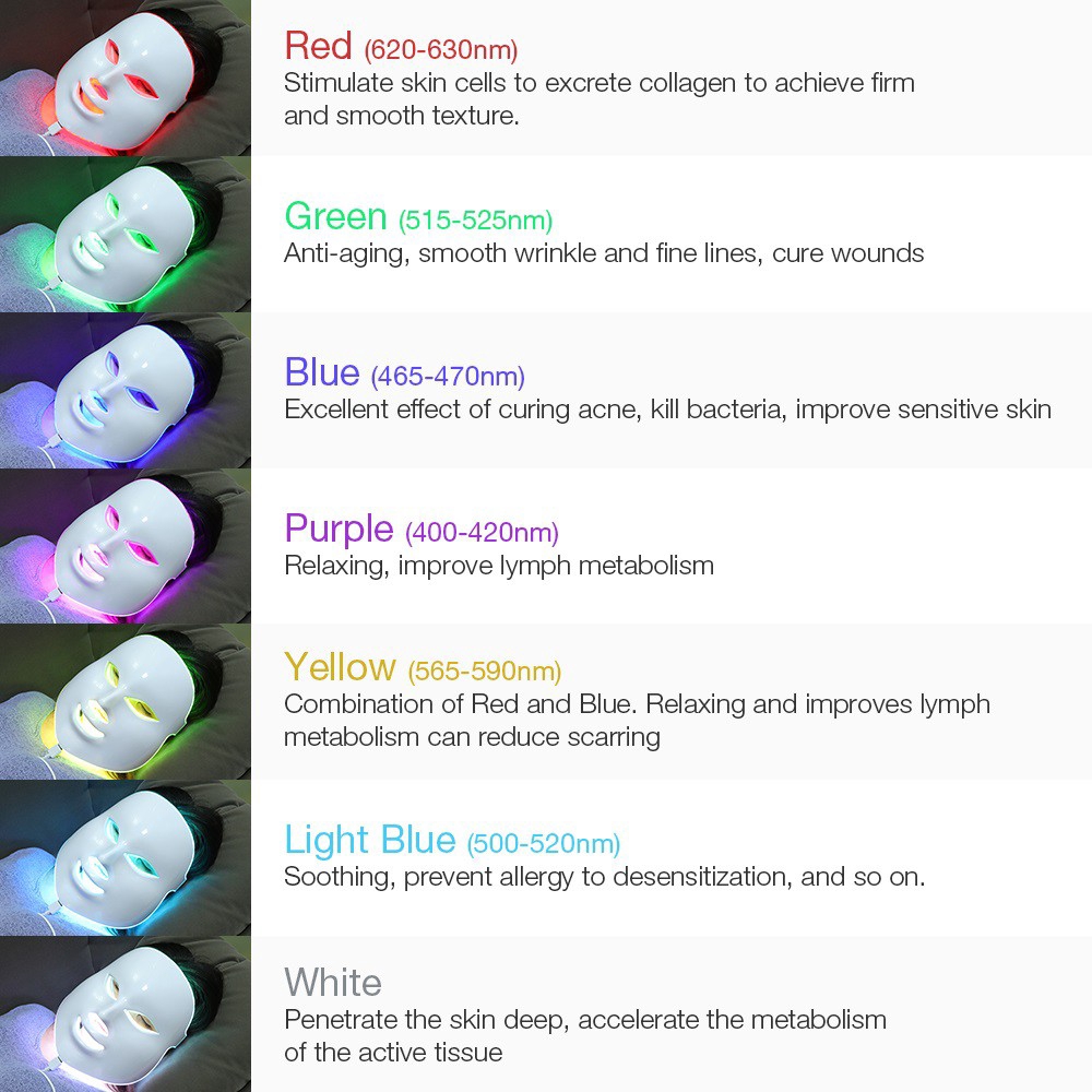 Mặt nạ 7 màu led PDT Photodynamic trẻ hóa da mặt FOREVERLILY