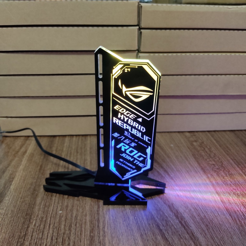 Giá Đỡ VGA Họa Tiết ROG Đạng Đứng Tích Hợp Led RGB Đồng Bộ Hub Coolmoon