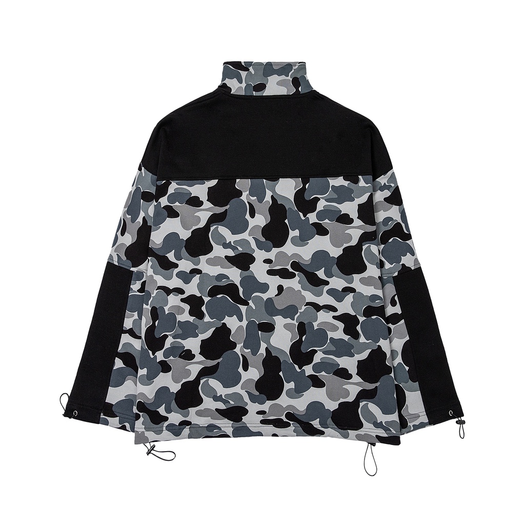 Áo Khoác Jacket Khoá Zip Camo Rằn Ri Thêu Logo Fusionism - Màu Xám, Nâu - Unisex Nam Nữ - Form Dáng Oversize