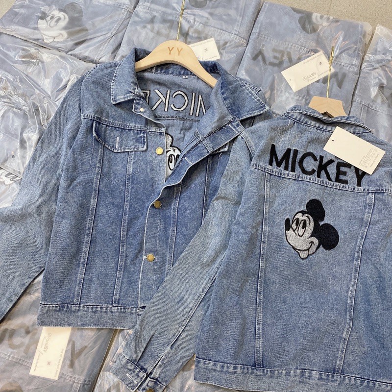 ÁO KHOÁC JEANS NỮ XANH THÊU MICKY | BigBuy360 - bigbuy360.vn