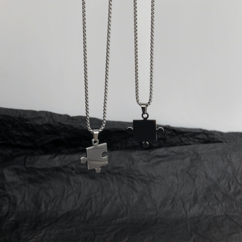 Dây Chuyền Thép Titan Mặt Mảnh Ghép Đơn Giản Cá Tính