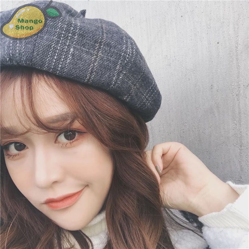 Mũ nồi kẻ caro Ulzzang ( Mũ nồi beret )