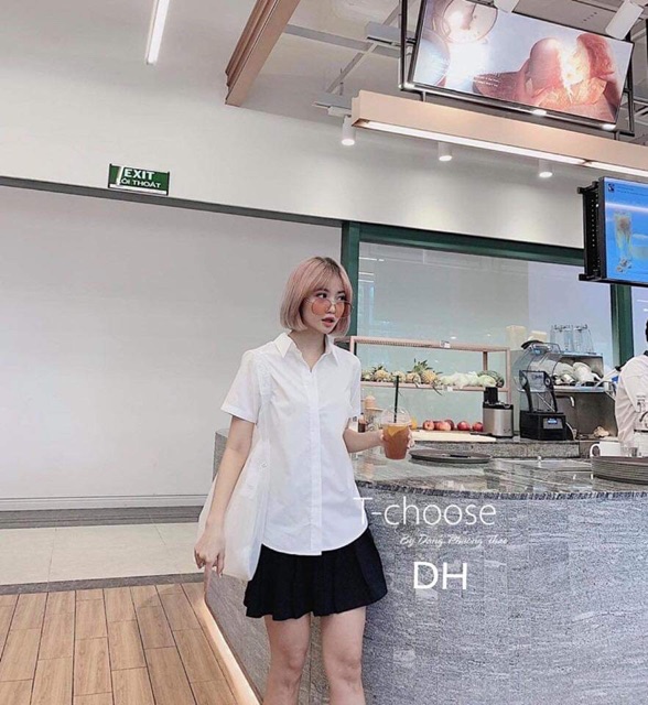 Áo sơ mi trắng ngắn tay DHO0719