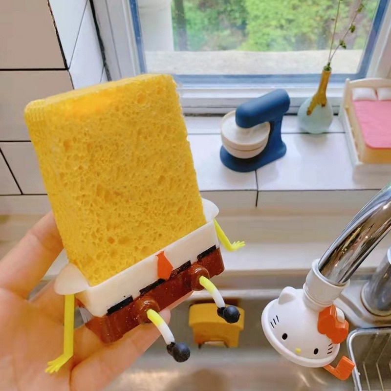 Giá Đỡ Xốp Rửa Chén / Xà Phòng Kiểu Hoạt Hình Dễ Thương Tiện Dụng Cho Nhà Bếp