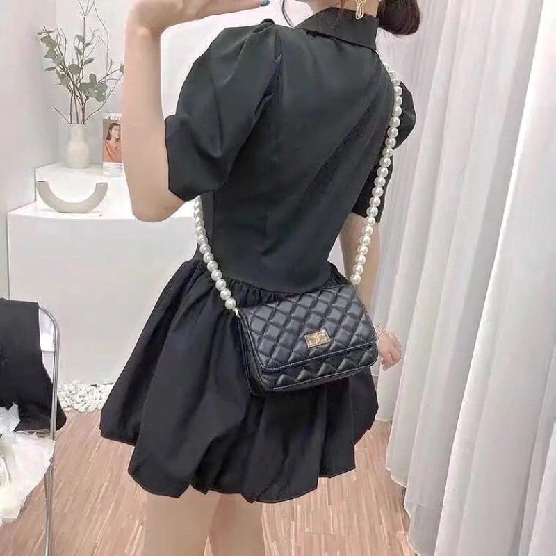 [SALE HÀNG SẴN] Đầm Bí Ngô Thắt Nơ Giả Vest Ulzzang