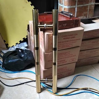 tay kéo cửa màu vàng dài 80cm, chữ H phi 38