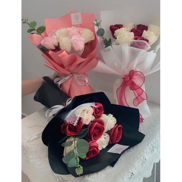 Bó hoa hồng sáp 1,3, 5 bông kèm túi
