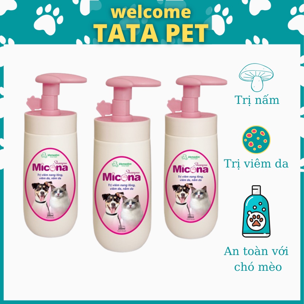 Sữa tắm chó mèo Sữa Tắm Viêm Nang Lông Viêm Da Nấm Da Cho Chó Mèo Micona Vemedim 200ml