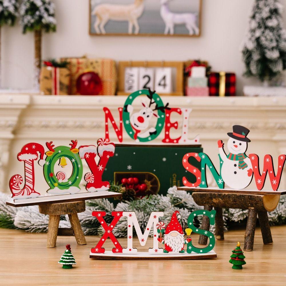 Phụ Kiện Trang Trí Giáng Sinh Bằng Gỗ In Chữ merry christmas