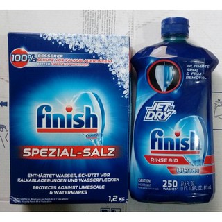 Combo Muối rửa bát Finish 1,2kg+ Nước làm bóng Finish 750ml