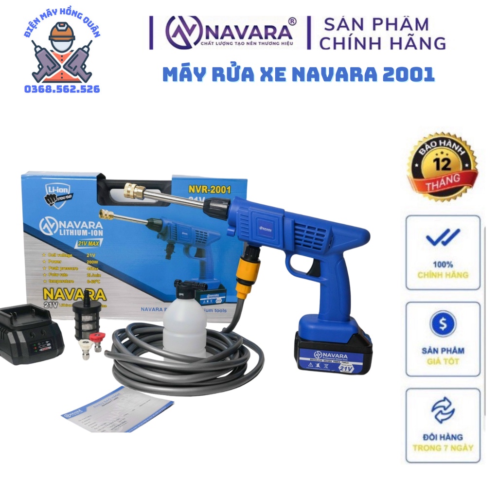 Máy rửa xe , phun cây cảnh Pin Chuyên Dụng NAVARA 21V động cơ không chổi than