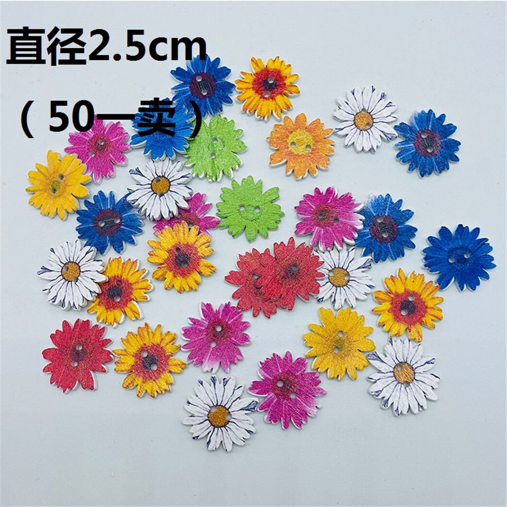 HANDMADE Set 50 Cúc Áo Gỗ Hình Hoa Cúc Xinh Xắn