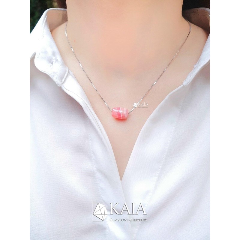 Dây chuyền lu thống Đào Hoa (Rhodochrosite)viên đá của Tình Yêu - KAIA