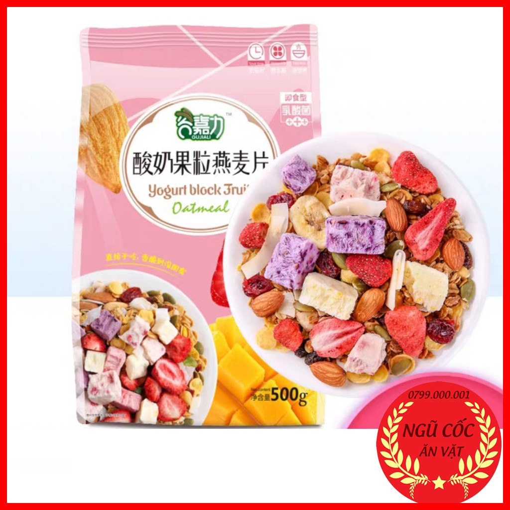 XẢ KHO Ngũ Cốc Sữa Chua Mix Hoa Quả - Túi 500gr Siêu Ngon nhiều Dinh Dưỡng